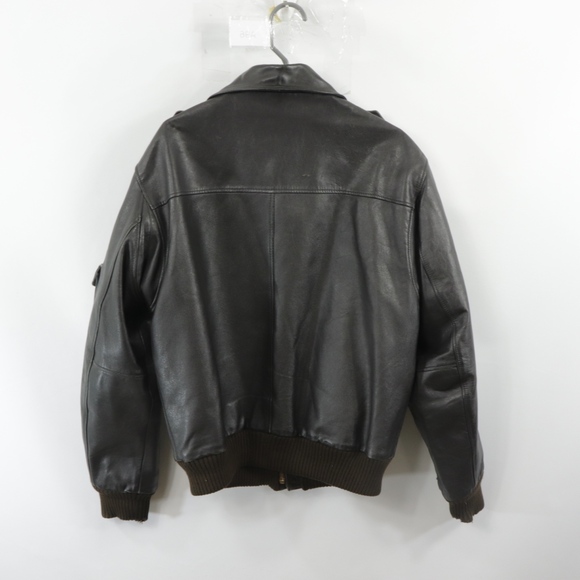 90s American Express Mens 42 Leather Jacket Brown - Picture 4 of 8